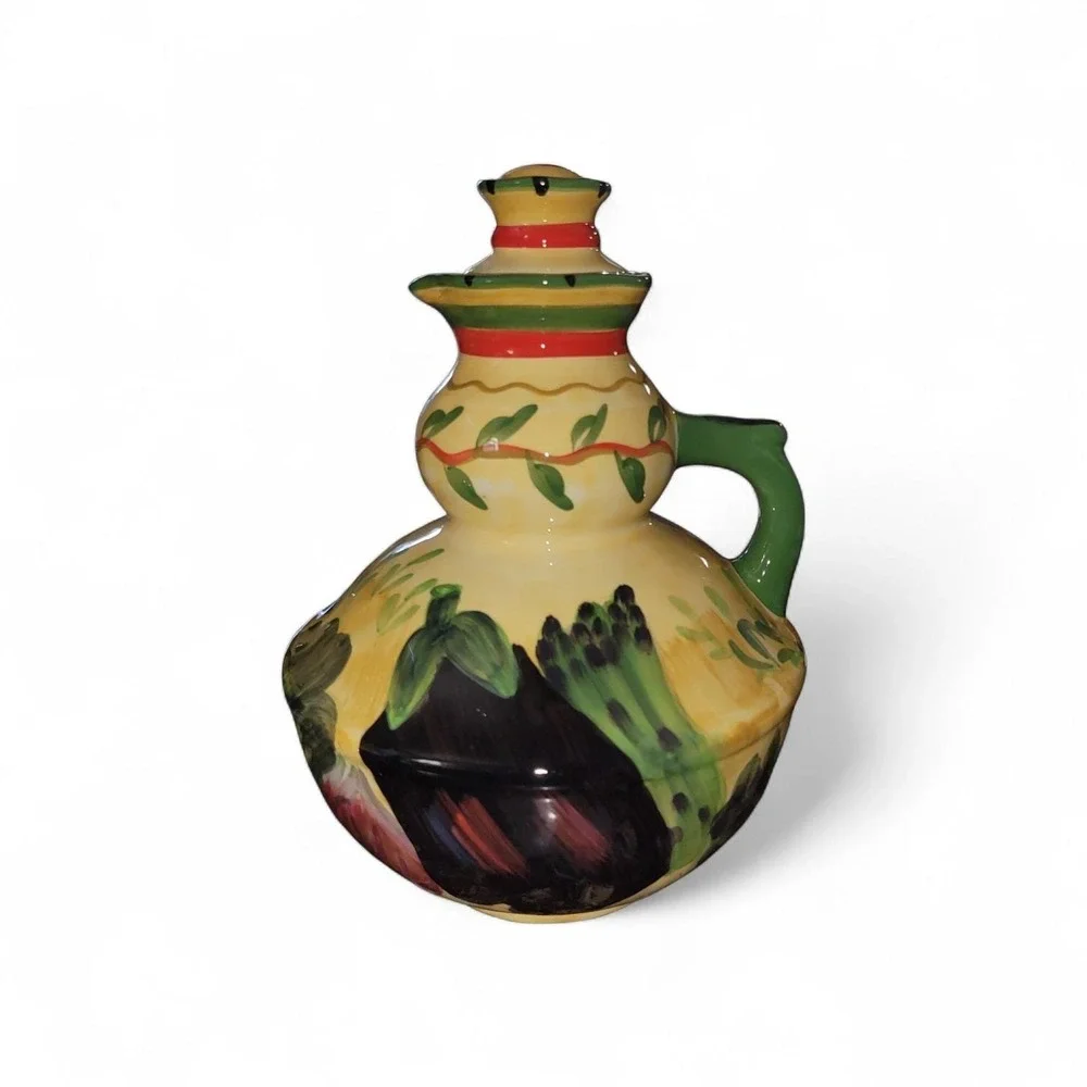 Certified International Pamela Gladding Vegetable Cruet Yellow Excellent Ceramic